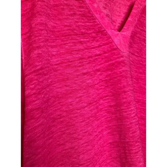 Chicos Pink 100% Linen V-Neck Long Sleeve Tunic Top Slub Knit Tee 3 XL Beach - Picture 9 of 15